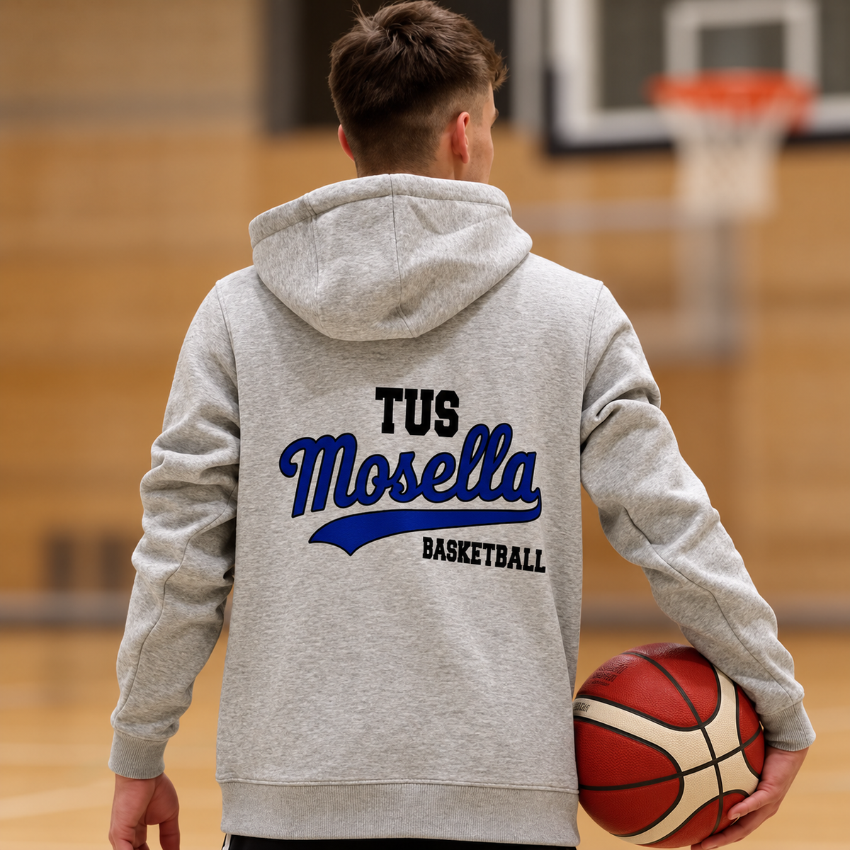 Hoodie Grau Backprint "TUS Mosella Basketball"
