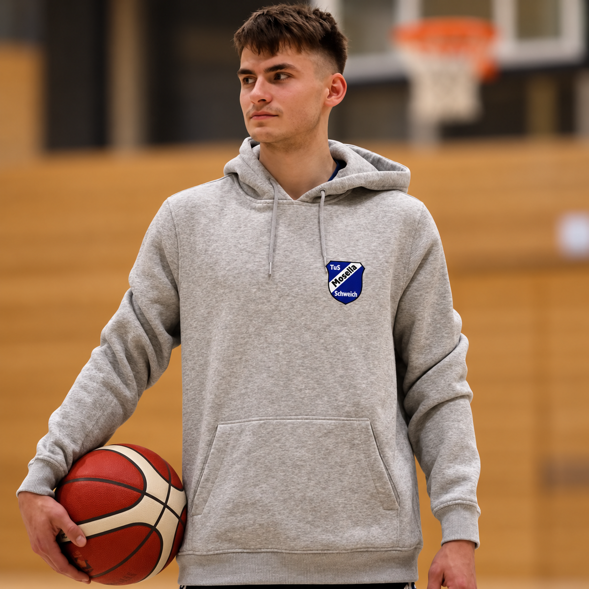 Hoodie Grau Backprint "TUS Mosella Basketball"