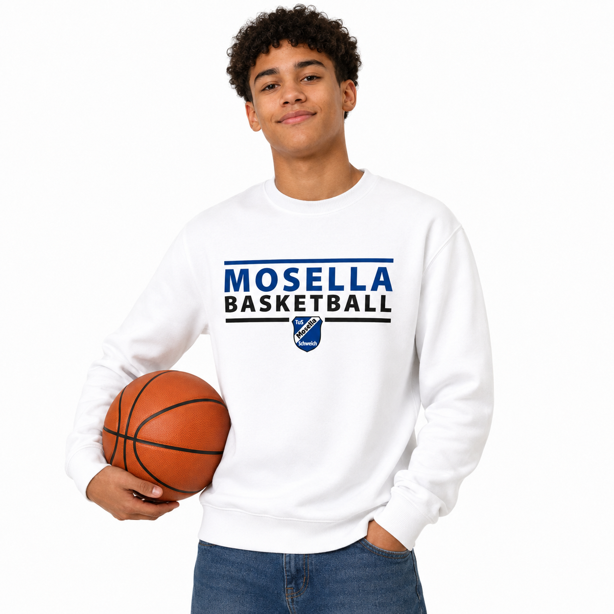Sweater Weiß "Mosella Basketball"