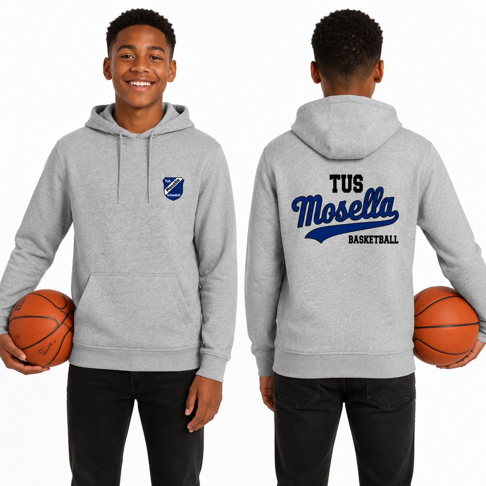 Hoodie Grau Backprint "TUS Mosella Basketball"